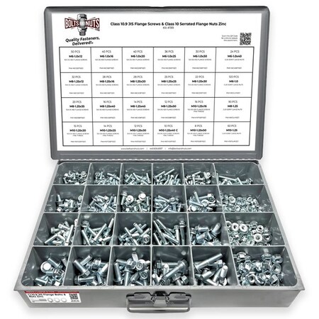 Boltsandnuts.Com Metric Class 10.9 JIS Hex Flange Frame Bolts & Serrated Nuts Assortment M6-M10 763 PCS Assortment Kit #199